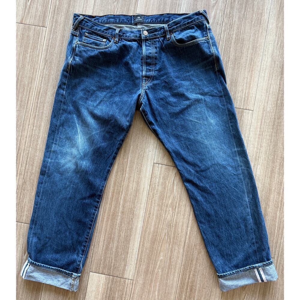 PS Paul Smith 38R Men Blue Straight Leg Denim Jeans Button Fly Designer 38 x 29